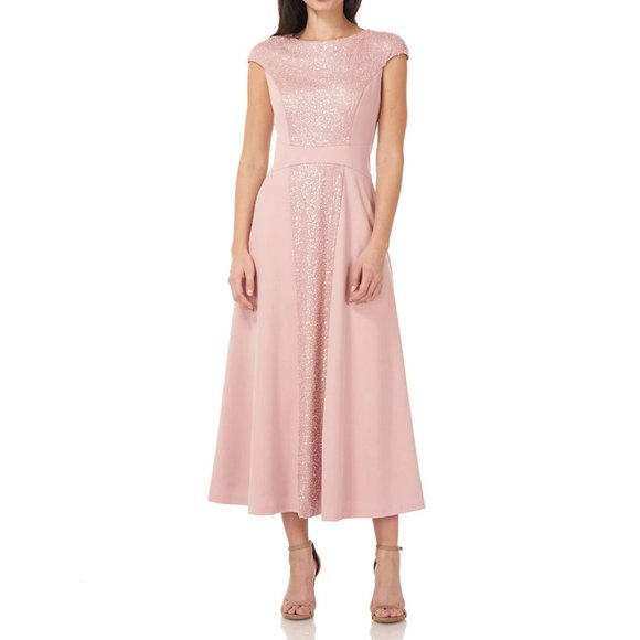 JS Collections Sequin & Crepe a-Line Dress in Blush - Size 10 - Picture 1 of 5
